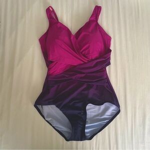 • Women's SlenderSuit Tummy Control Chlorine Resistant Wrap One Piece Swimsuit •